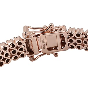 Natural Champagne Diamond 5.00 ctw 3 Row Bracelet in Vermeil Rose Gold Over Sterling Silver (7.25 In)