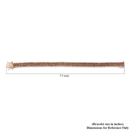 Natural Champagne Diamond 2 Row Bracelet in Vermeil Rose Gold Over Sterling Silver (7.25 In) 5.00 ctw image number 4