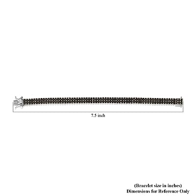 Black Diamond 2 Row Bracelet in Platinum Over Sterling Silver (7.25 In) 21 Grams 5.00 ctw