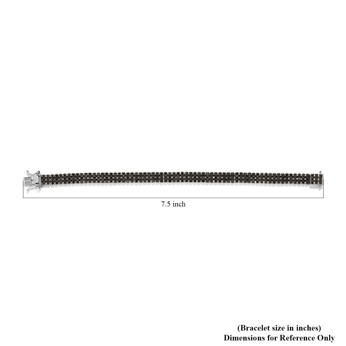 Black Diamond 2 Row Bracelet in Platinum Over Sterling Silver (7.25 In) 21 Grams 5.00 ctw image number 4