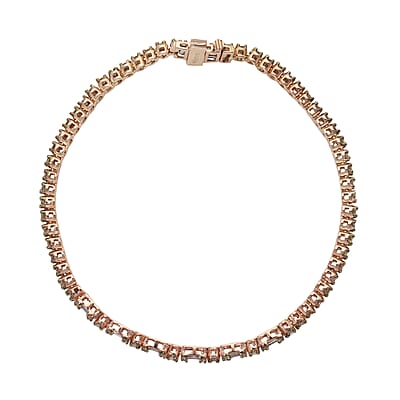 Natural Champagne Diamond Tennis Bracelet in Vermeil Rose Gold Over Sterling Silver (7.25 In) 2.00 ctw