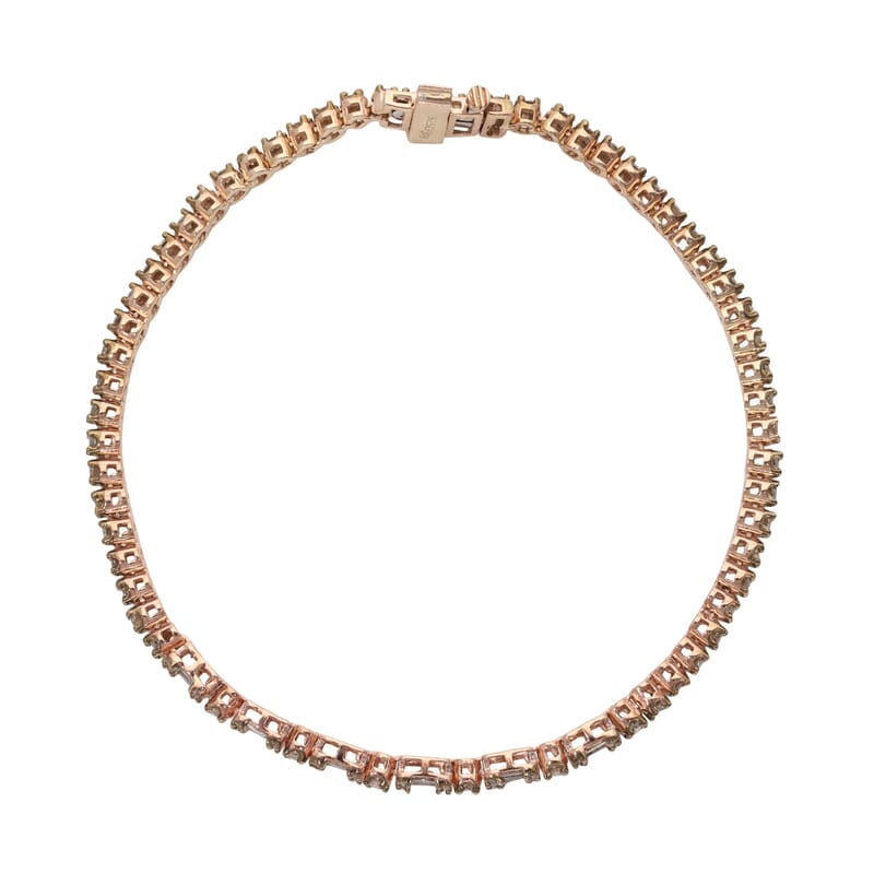 Natural Champagne Diamond Tennis Bracelet in Vermeil Rose Gold Over Sterling Silver (7.25 In) 2.00 ctw