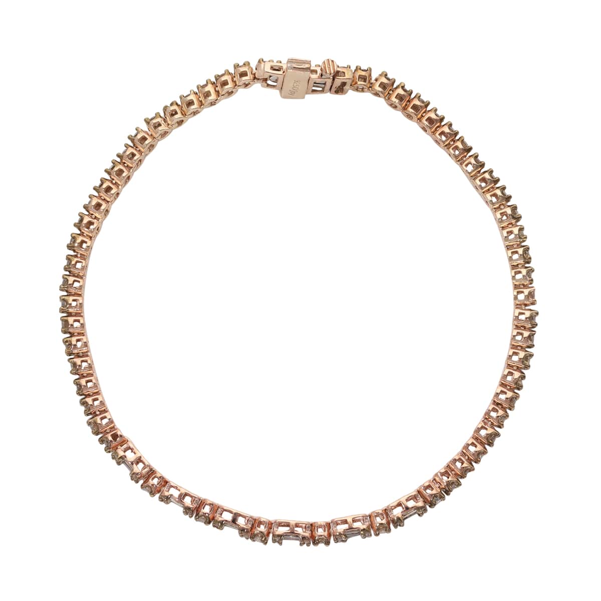 Natural Champagne Diamond Tennis Bracelet in Vermeil Rose Gold Over Sterling Silver (7.25 In) 2.00 ctw image number 4
