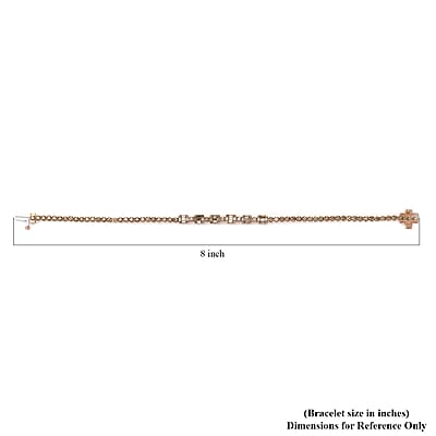 Natural Champagne Diamond Tennis Bracelet in Vermeil Rose Gold Over Sterling Silver (7.25 In) 2.00 ctw