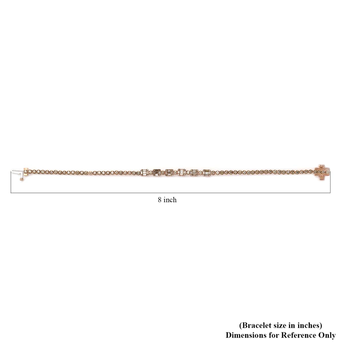 Natural Champagne Diamond Tennis Bracelet in Vermeil Rose Gold Over Sterling Silver (7.25 In) 2.00 ctw image number 5