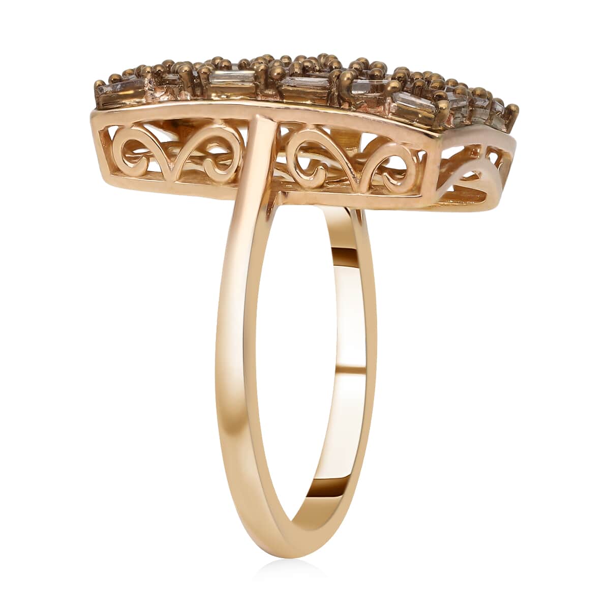 Natural Champagne Diamond Cushion Shape Ring in Vermeil Rose Gold Over Sterling Silver 1.00 ctw image number 3