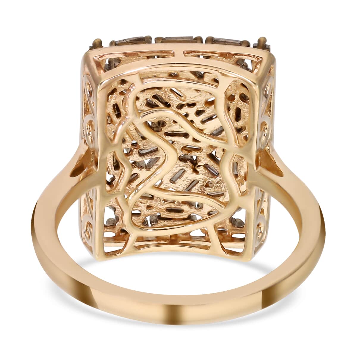 Natural Champagne Diamond Cushion Shape Ring in Vermeil Rose Gold Over Sterling Silver 1.00 ctw image number 4