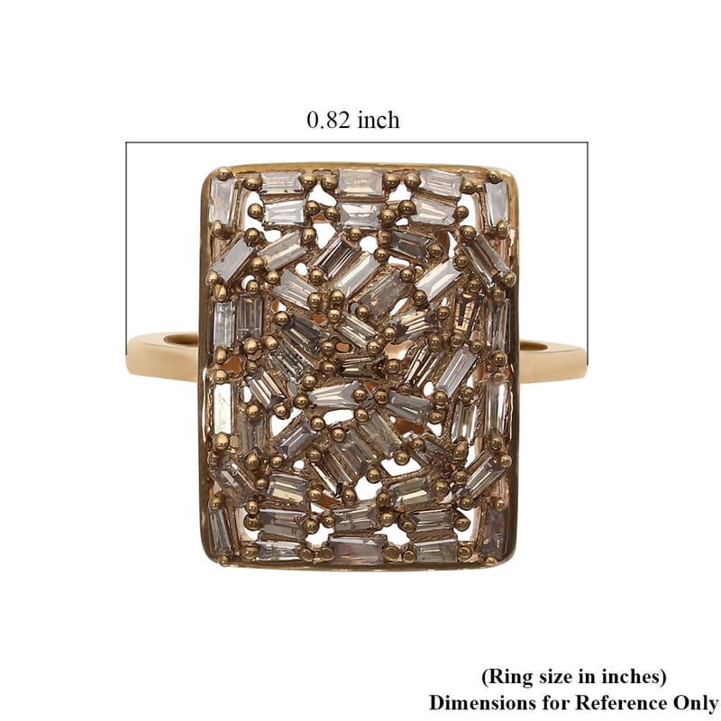Natural Champagne Diamond Cushion Shape Ring in Vermeil Rose Gold Over Sterling Silver (Size 10.0) 1.00 ctw