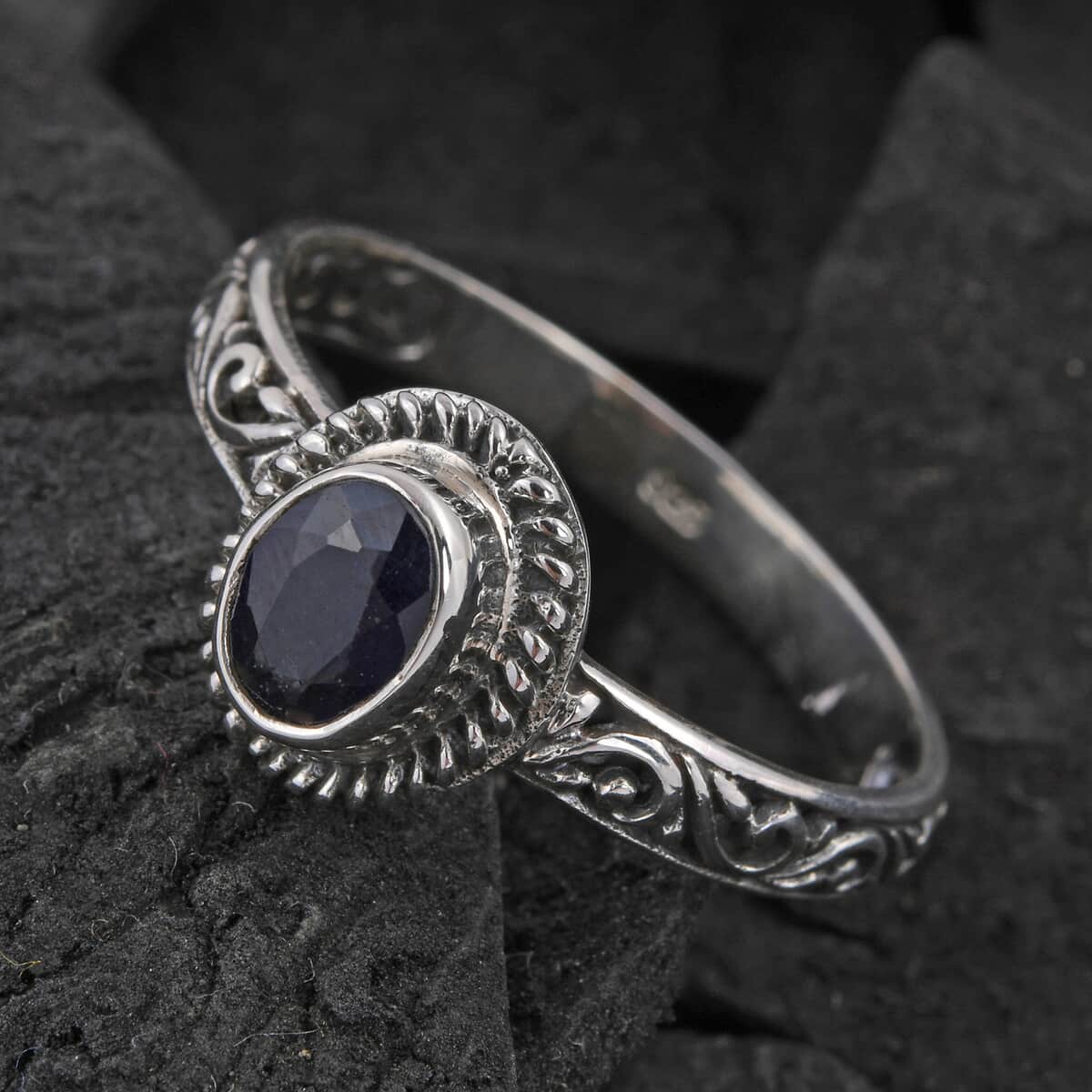 BALI LEGACY Diffused Blue Sapphire Solitaire Ring in Sterling Silver (Size 10.0) 1.40 ctw image number 1
