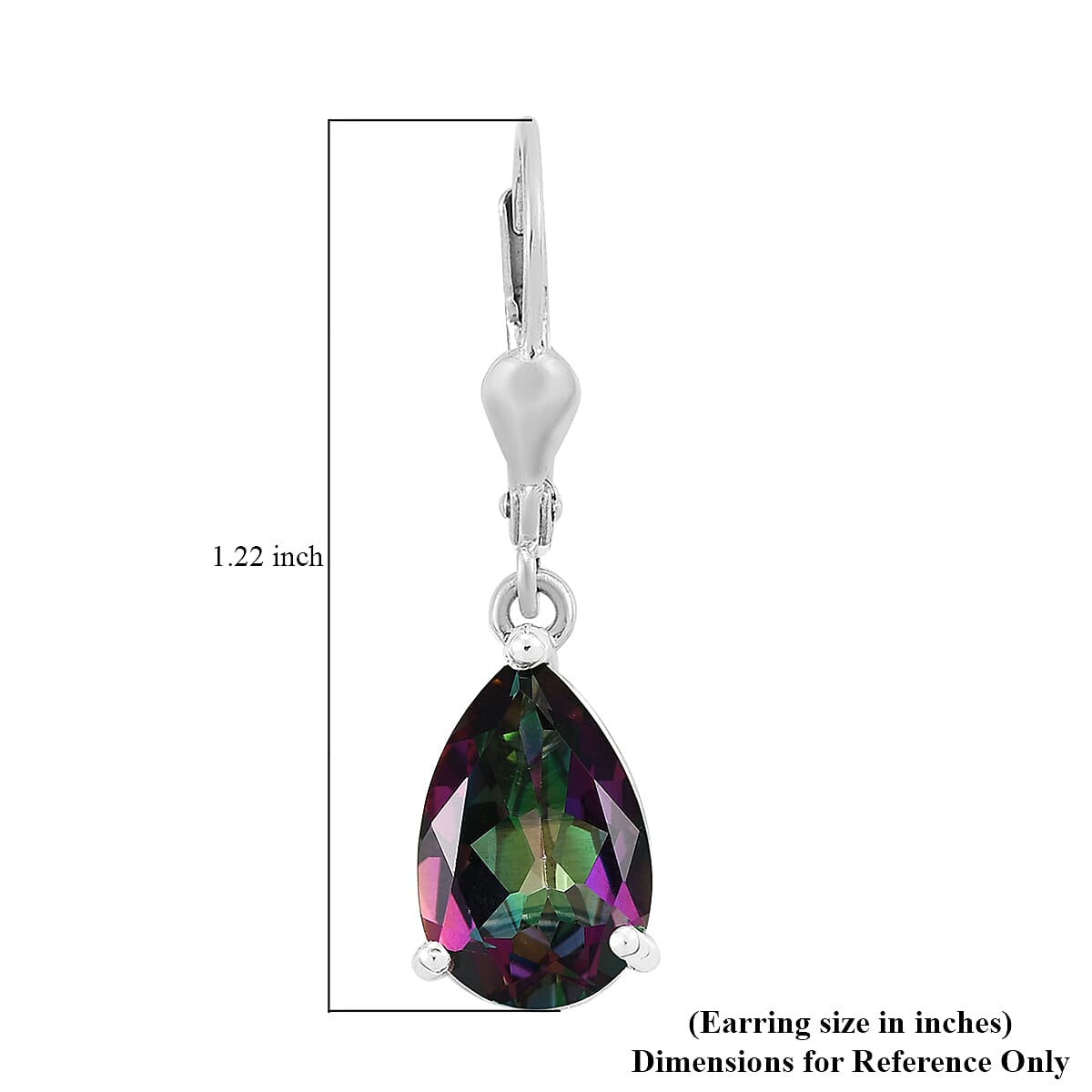 Northern Lights Mystic Topaz Solitaire Lever Back Earrings in Platinum Over Sterling Silver 6.75 ctw