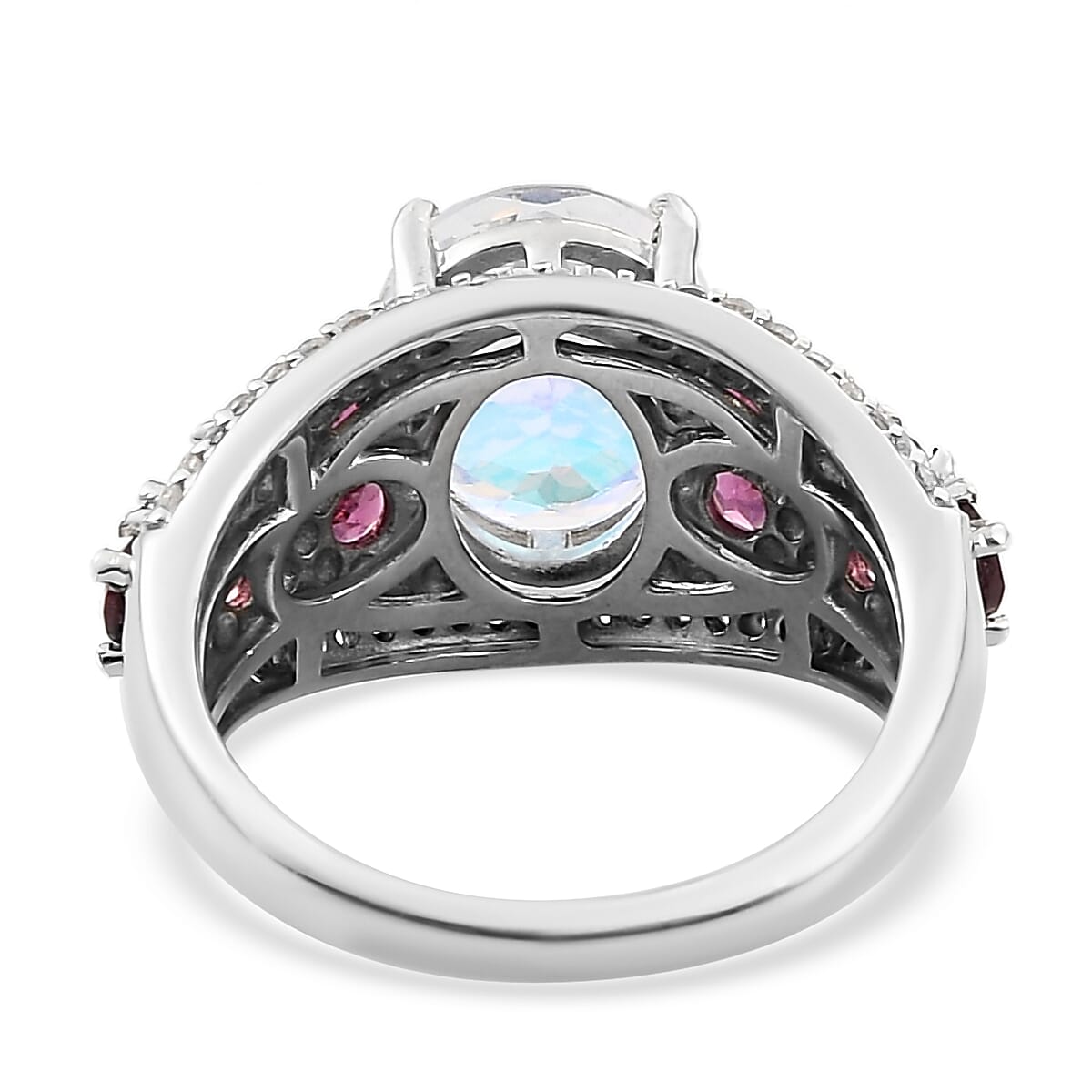 Mercury Mystic Topaz and Multi Gemstone Ring in Platinum Over Sterling Silver (Size 7.0) 5.75 ctw image number 4