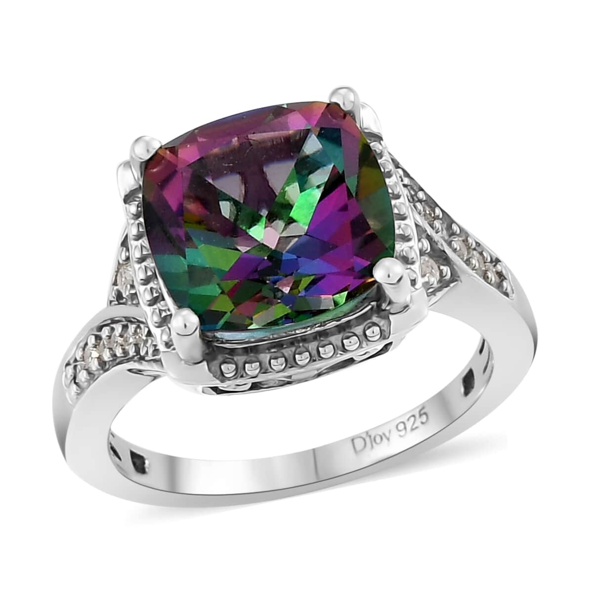 Northern Lights Mystic Topaz and Natural White Zircon Ring in Platinum Over Sterling Silver (Size 8.0) 5.15 ctw image number 0