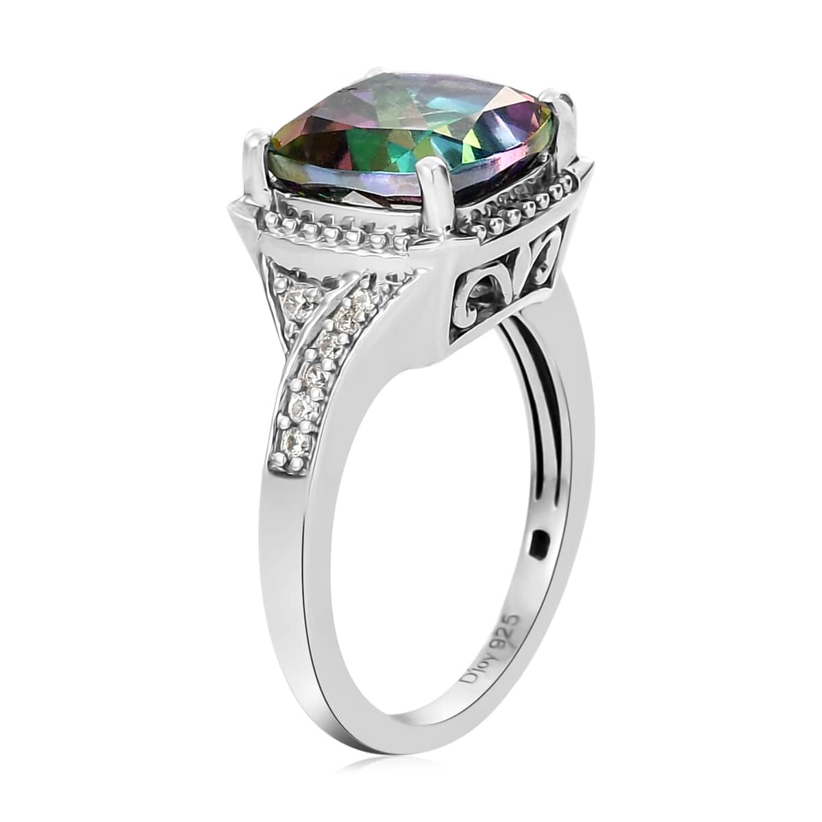 Northern Lights Mystic Topaz and Natural White Zircon Ring in Platinum Over Sterling Silver (Size 8.0) 5.15 ctw image number 3