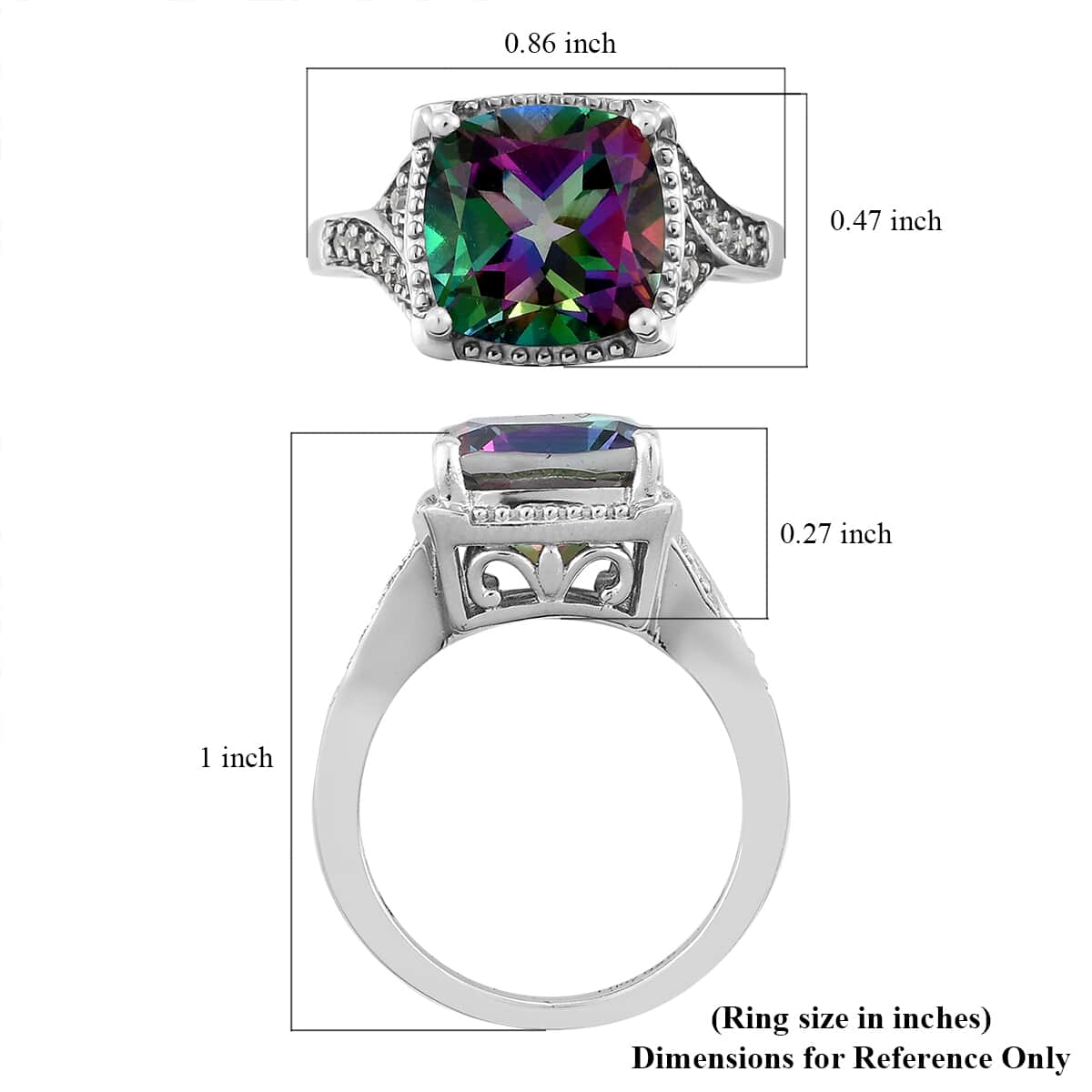 Northern Lights Mystic Topaz and Natural White Zircon Ring in Platinum Over Sterling Silver (Size 8.0) 5.15 ctw image number 5