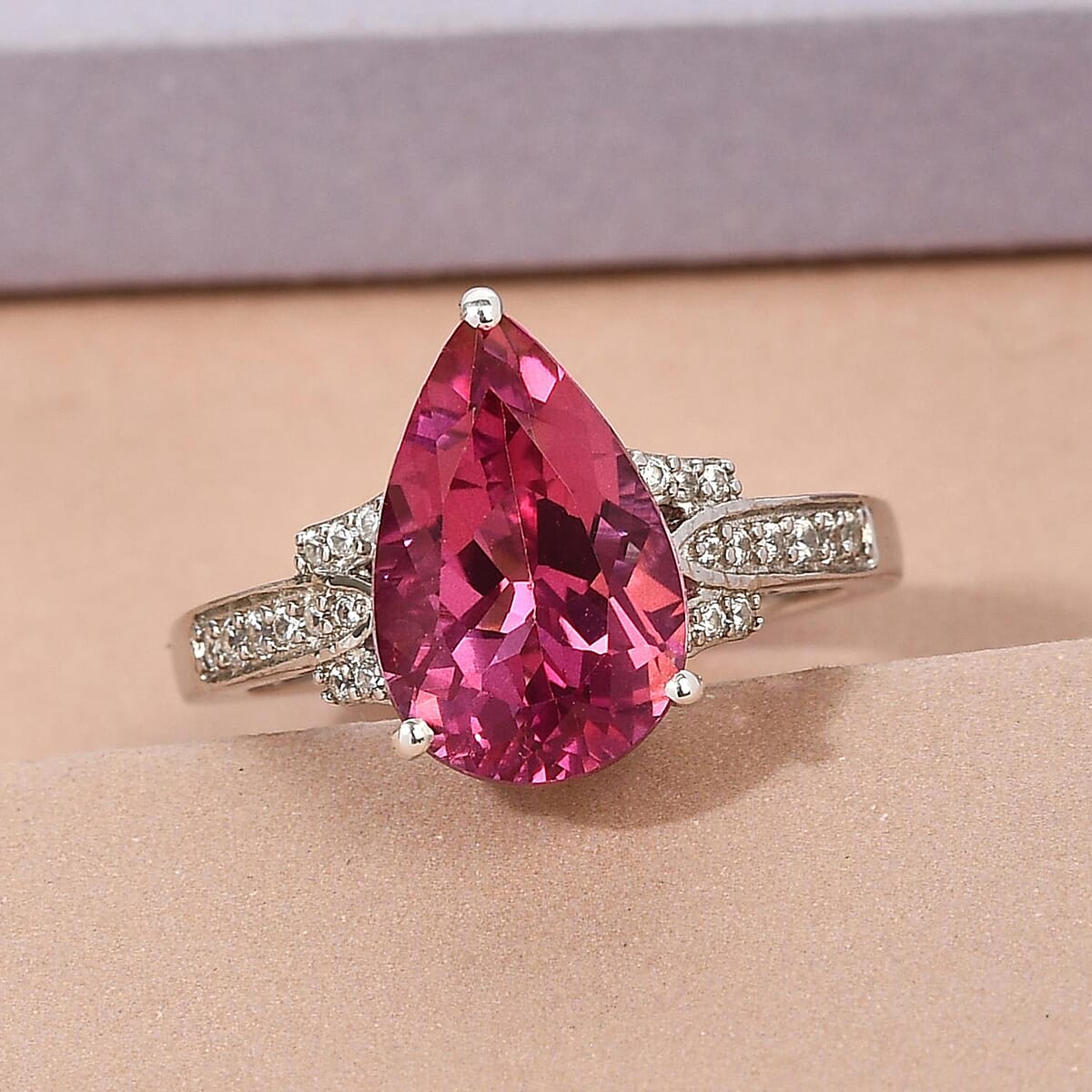 Pure Pink Mystic Topaz and Natural White Zircon Ring in Platinum Over Sterling Silver 5.50 ctw image number 1