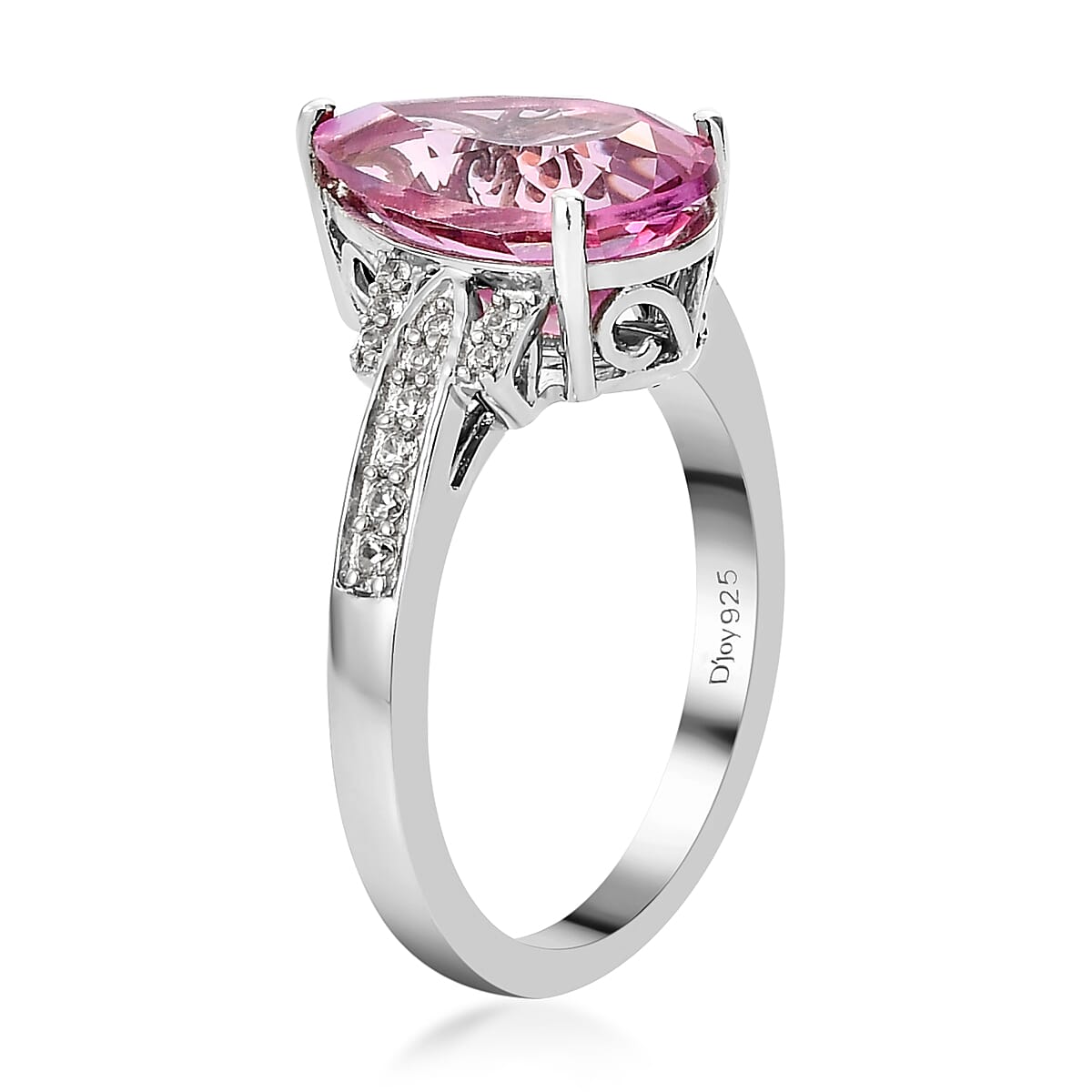 Pure Pink Mystic Topaz and Natural White Zircon Ring in Platinum Over Sterling Silver 5.50 ctw image number 3