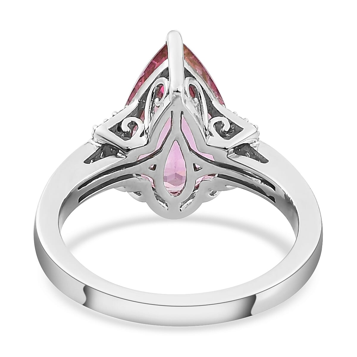 Pure Pink Mystic Topaz and Natural White Zircon Ring in Platinum Over Sterling Silver 5.50 ctw image number 4
