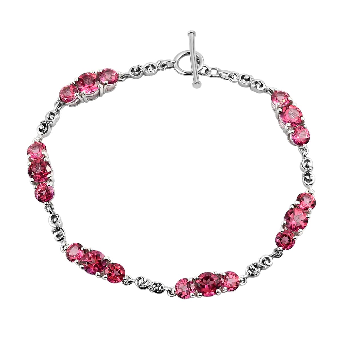 Pure Pink Mystic Topaz Infinity Link Bracelet in Platinum Over Sterling Silver (8.00 In) 13.25 ctw image number 0