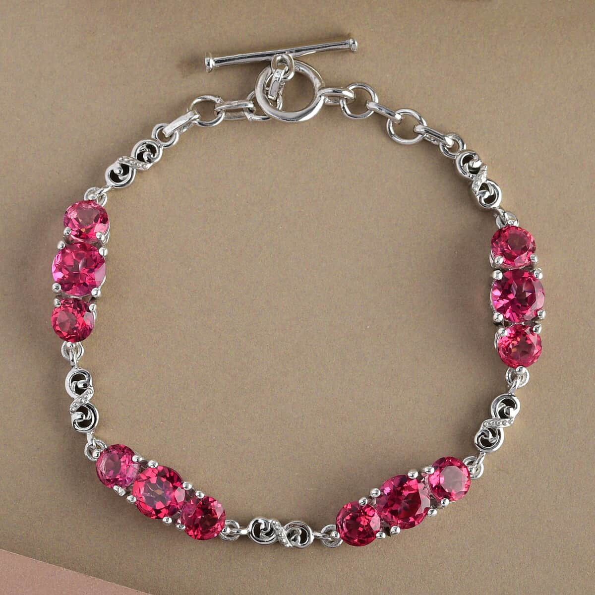 Pure Pink Mystic Topaz Infinity Link Bracelet in Platinum Over Sterling Silver (8.00 In) 13.25 ctw image number 1