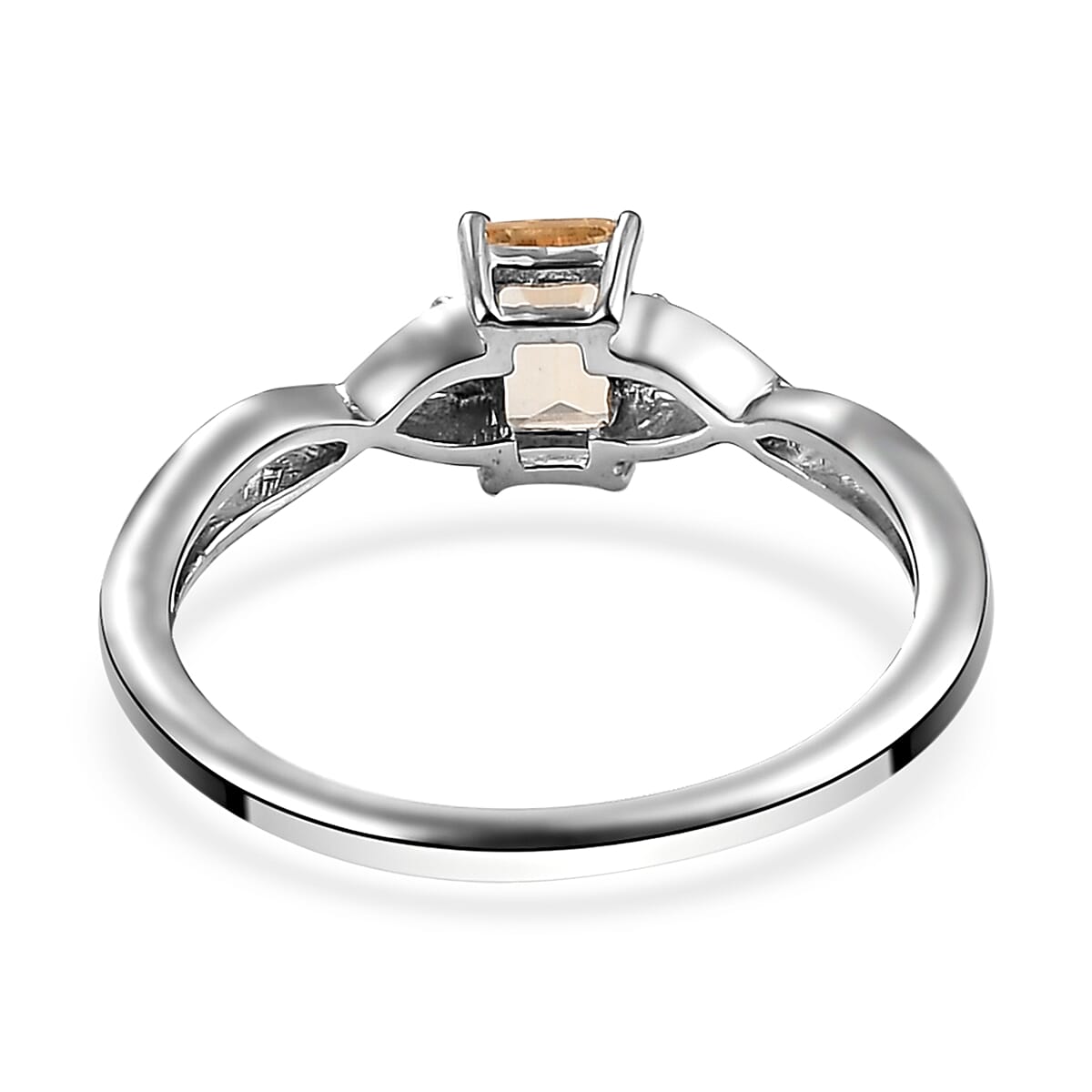 Premium Natural Imperial Topaz and Natural White Zircon Infinity Shank Ring in Platinum Over Sterling Silver (Size 7.0) 0.65 ctw image number 4