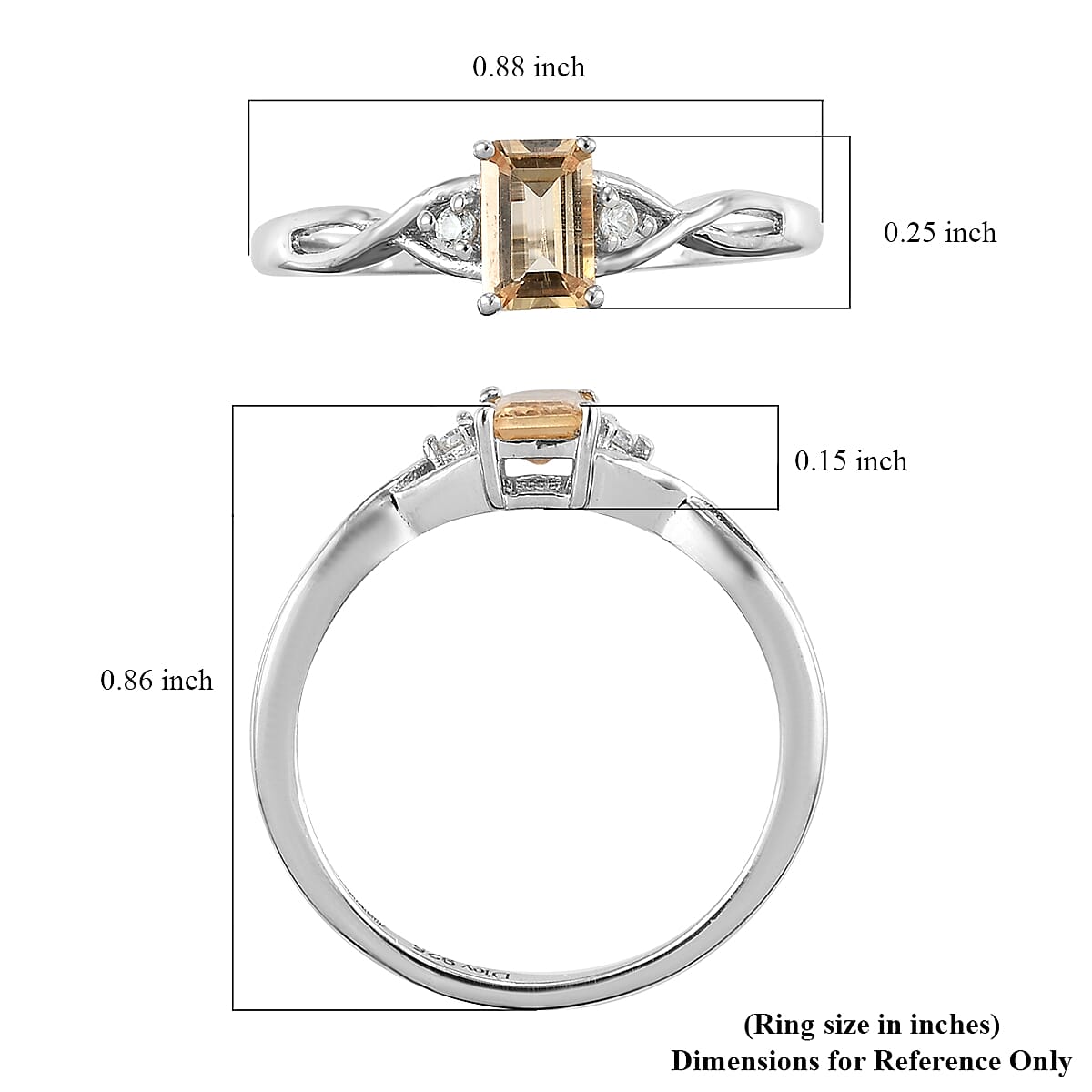 Premium Natural Imperial Topaz and Natural White Zircon Infinity Shank Ring in Platinum Over Sterling Silver (Size 7.0) 0.65 ctw image number 5