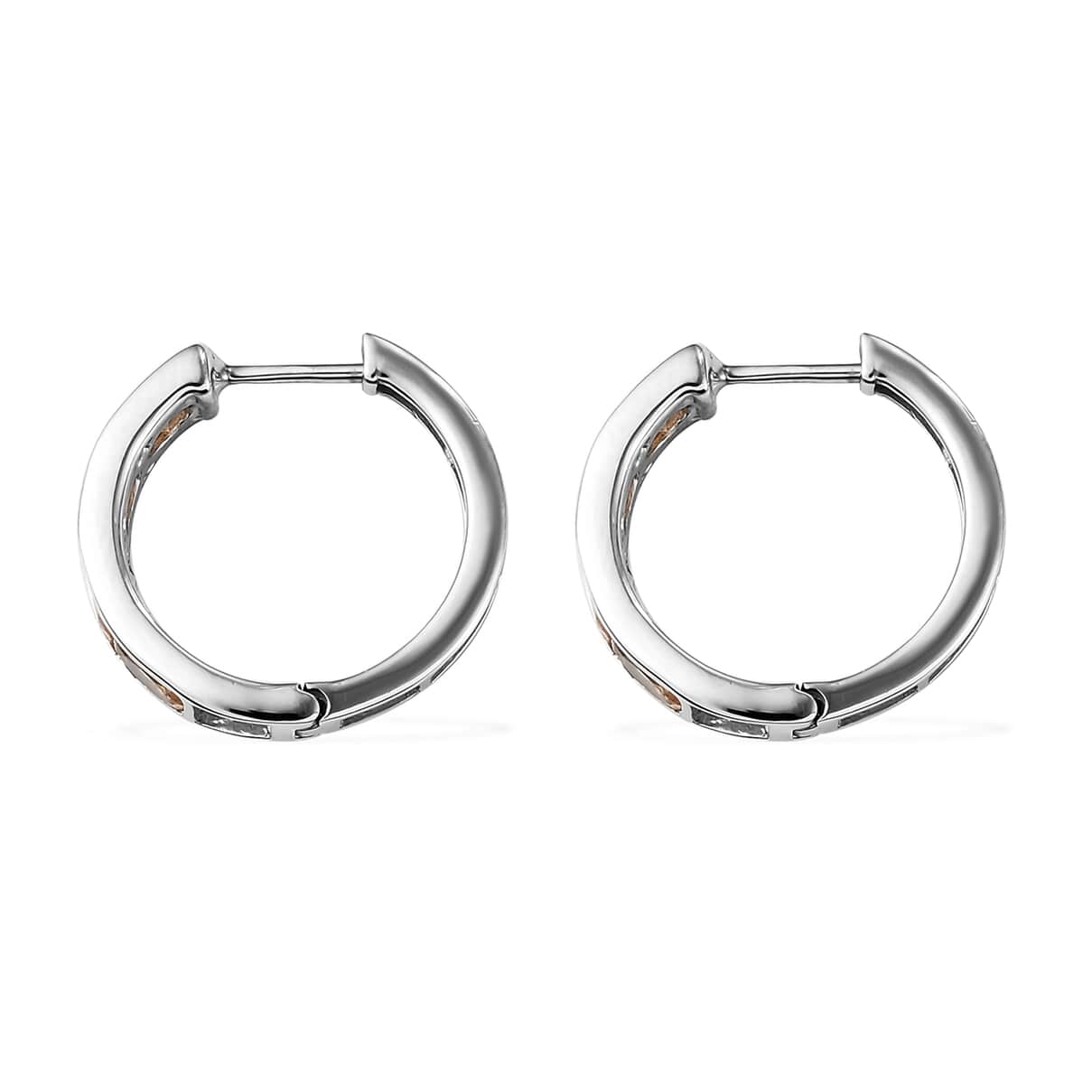 Premium Natural Imperial Topaz Hoop Earrings in Platinum Over Sterling Silver 2.15 ctw image number 3