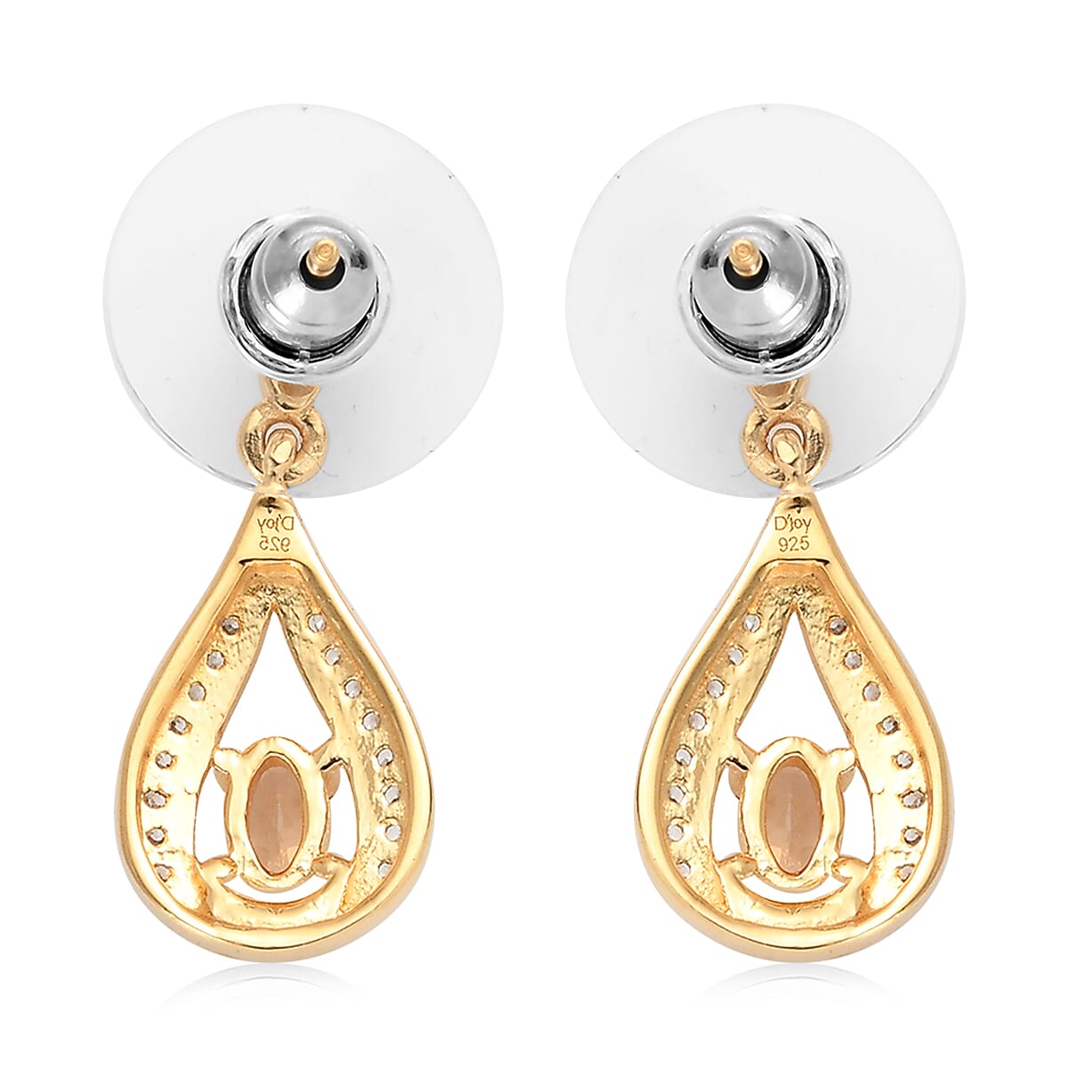 Natural Golden Imperial Topaz and Natural White Zircon Earrings in Vermeil Yellow Gold Over Sterling Silver 0.75 ctw