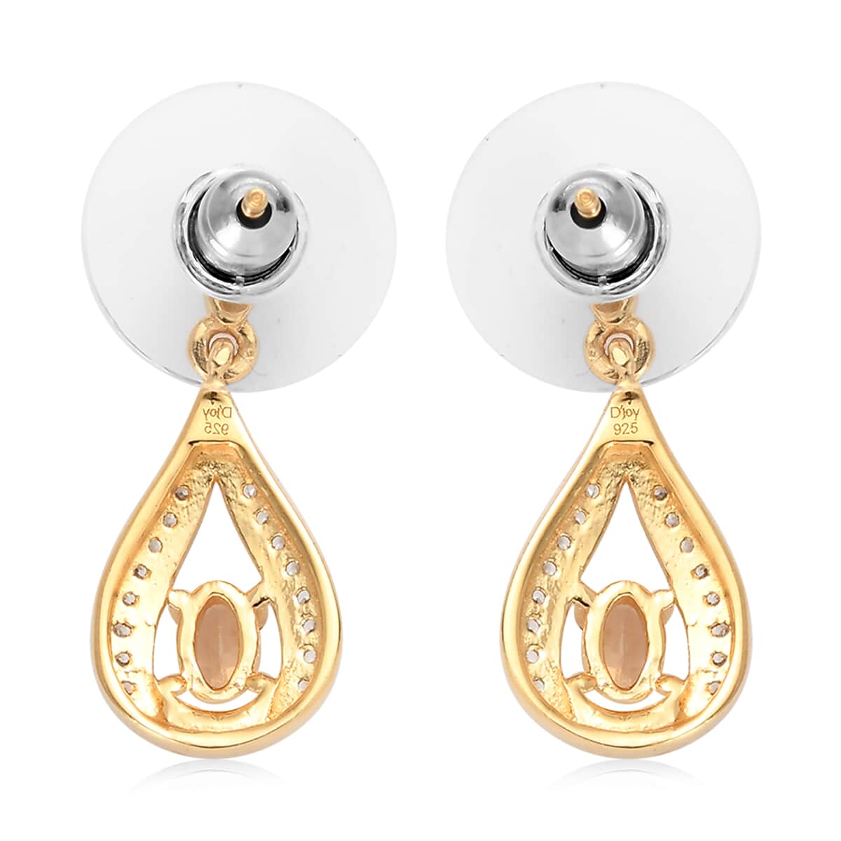 Natural Golden Imperial Topaz and Natural White Zircon Earrings in Vermeil Yellow Gold Over Sterling Silver 0.75 ctw image number 3