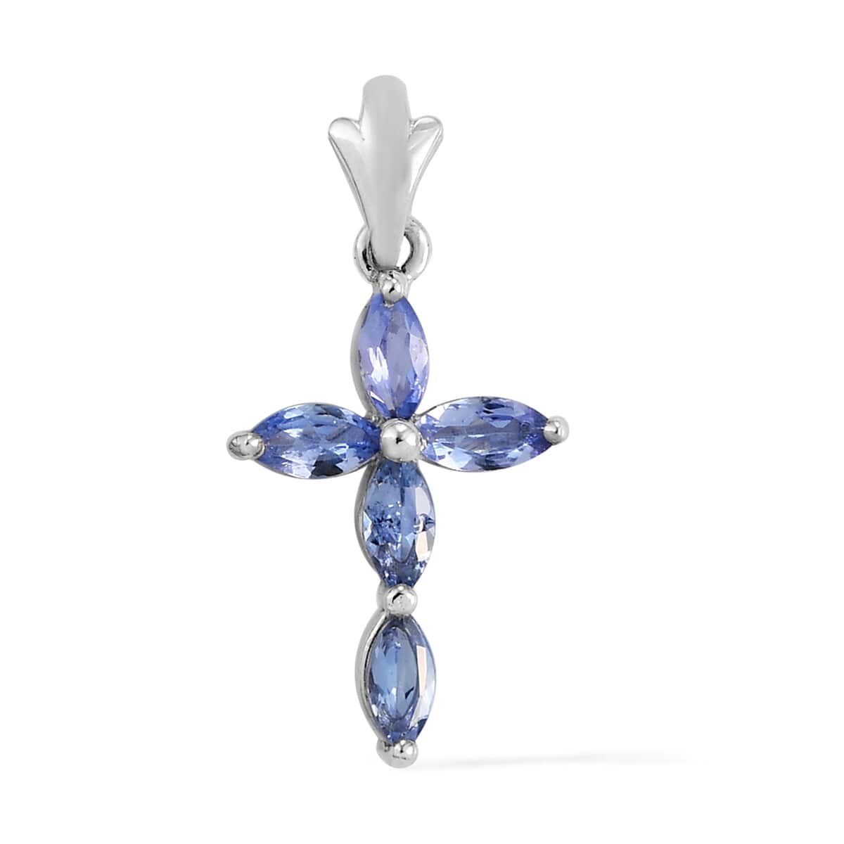 Tanzanite Cross Pendant in Platinum Over Sterling Silver 0.65 ctw image number 0