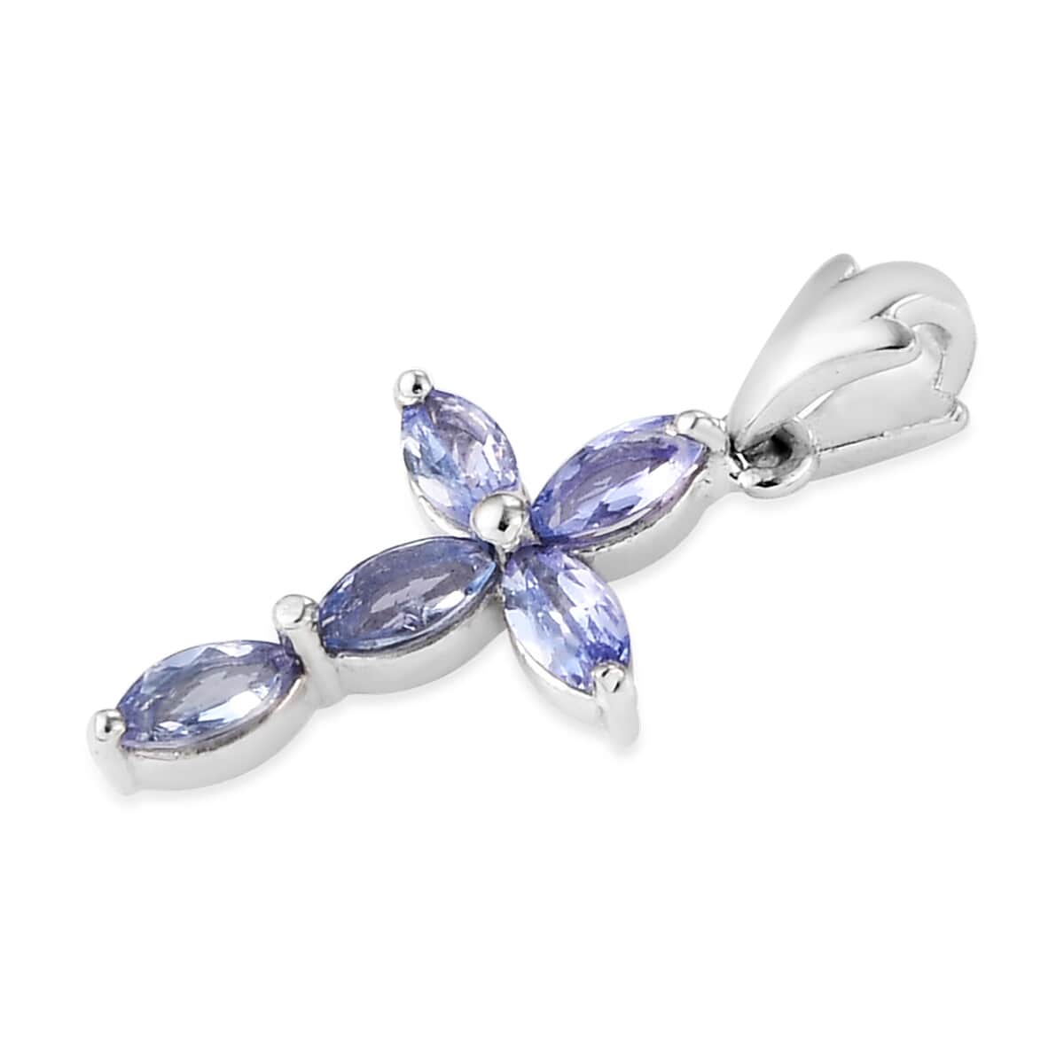 Tanzanite Cross Pendant in Platinum Over Sterling Silver 0.65 ctw image number 2