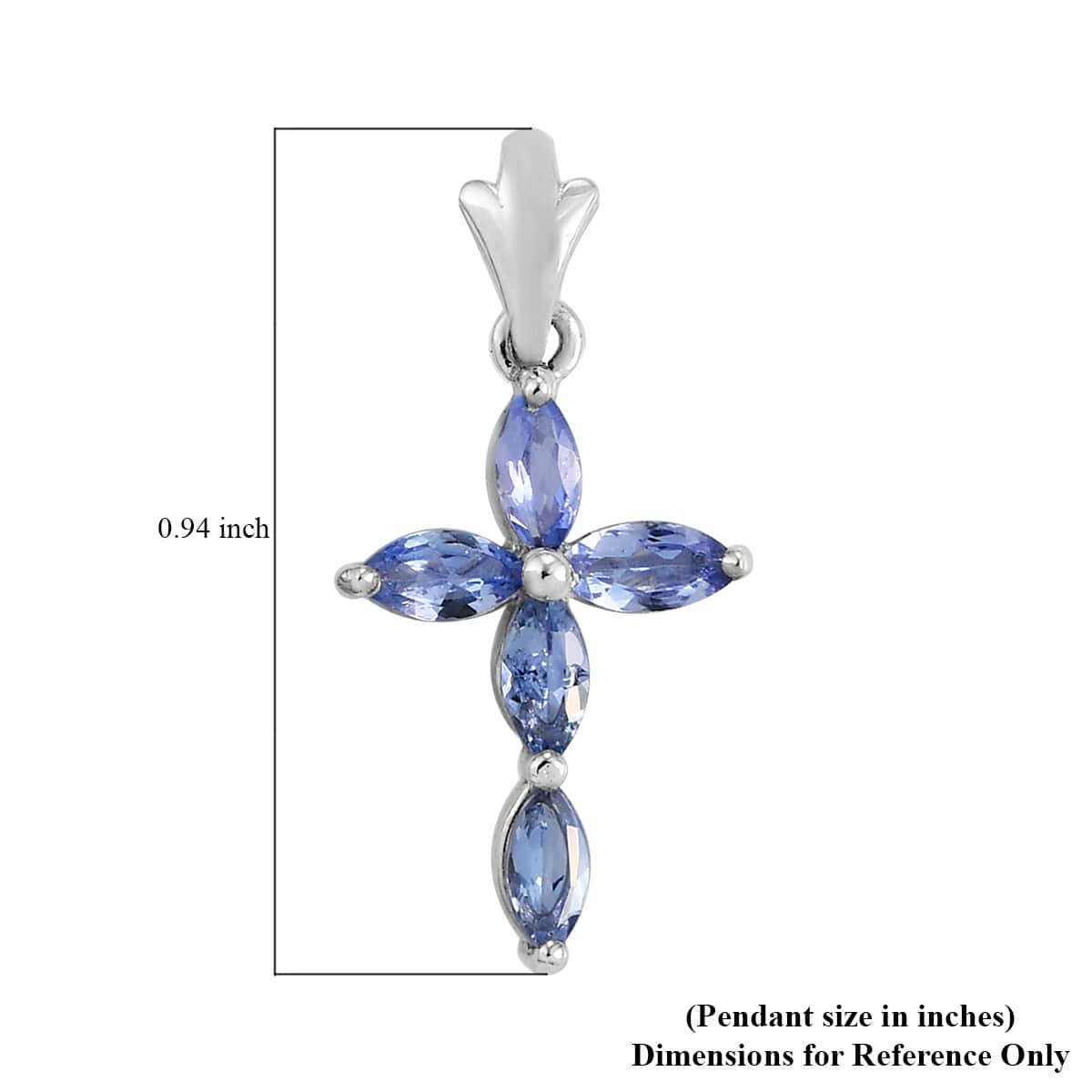 Tanzanite Cross Pendant in Platinum Over Sterling Silver 0.65 ctw image number 4