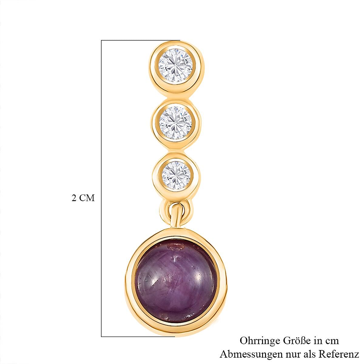 Star Ruby and White Zircon 3.48 ctw Earrings in 14K YG Over Sterling Silver