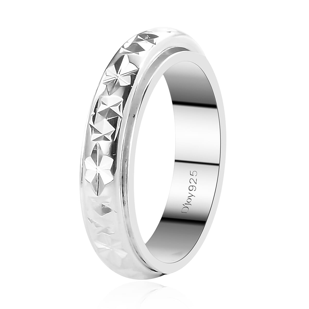 Sterling Silver Diamond-cut Spinner Band Ring (Size 6.0) 2.75 Grams image number 3