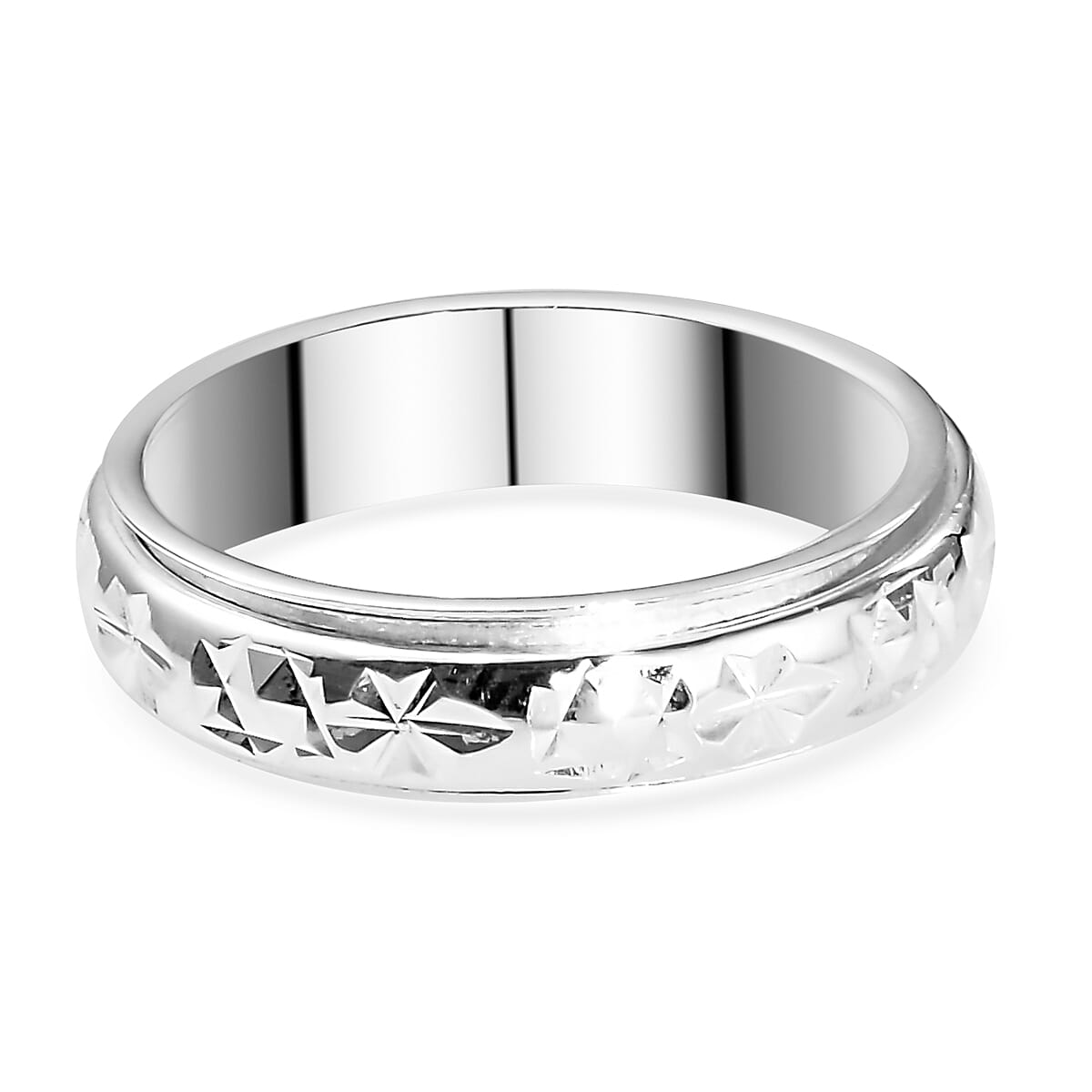 Sterling Silver Diamond-cut Spinner Band Ring (Size 6.0) 2.75 Grams image number 4