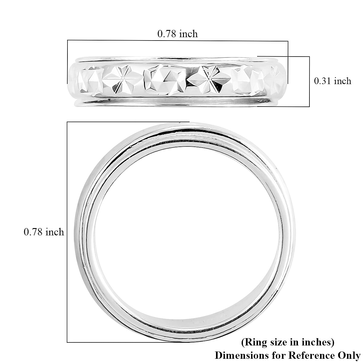 Sterling Silver Diamond-cut Spinner Band Ring (Size 7.0) 2.75 Grams image number 5