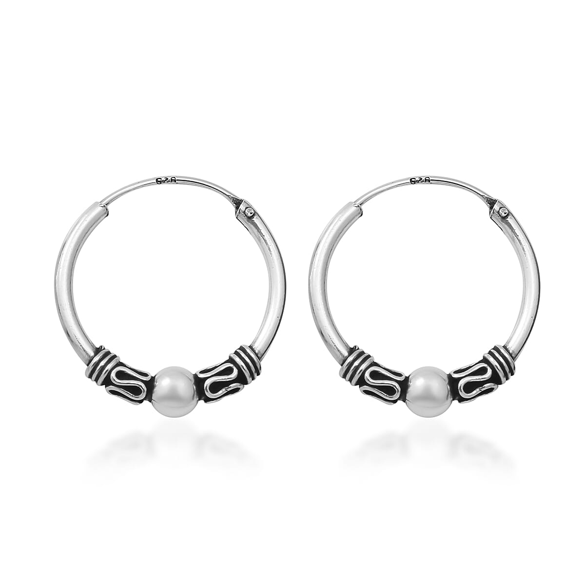 Sterling Silver Ball Hoop Earrings 1.60 Grams