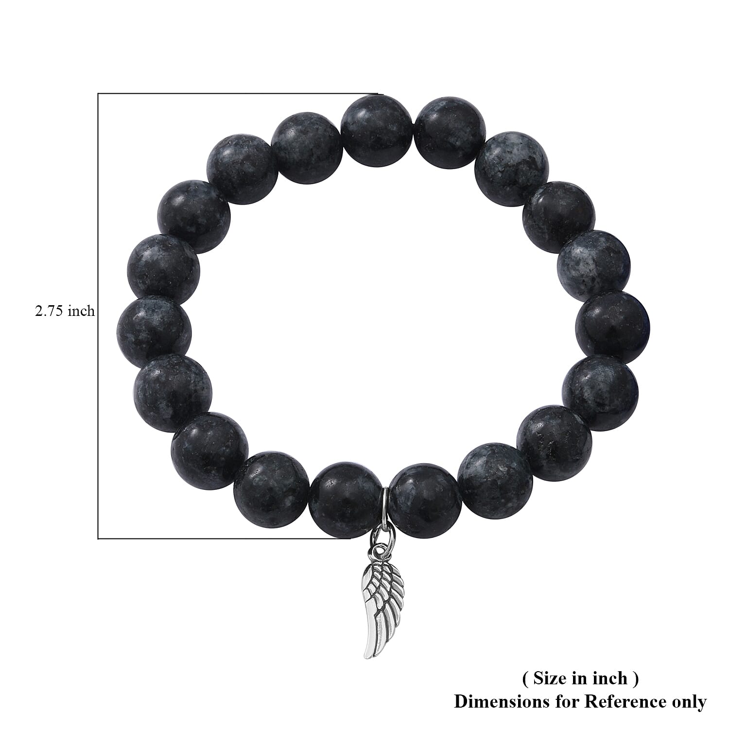 Pietersite Color Agate Beaded Stretch Bracelet with Feather Charm in Sterling Silver 100.00 ctw