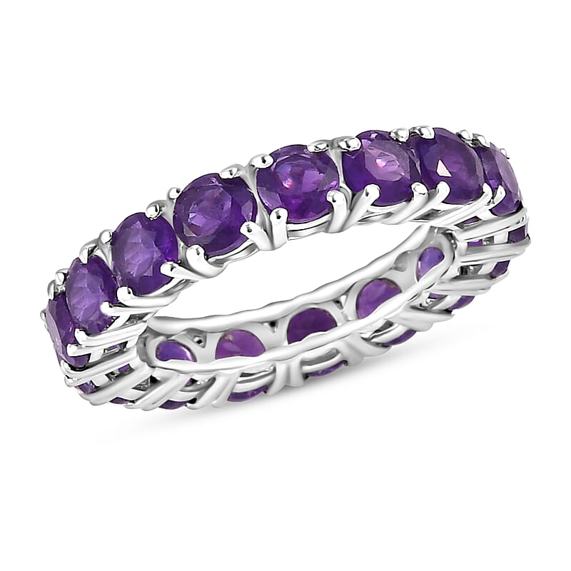 Lusaka Amethyst 3.90 ctw Ring in Platinum Over Sterling Silver (Size 5.5)