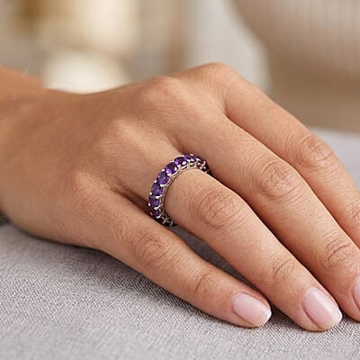 Lusaka Amethyst 3.90 ctw Ring in Platinum Over Sterling Silver (Size 5.5)