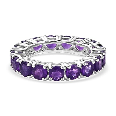 Lusaka Amethyst 3.90 ctw Ring in Platinum Over Sterling Silver (Size 5.5)