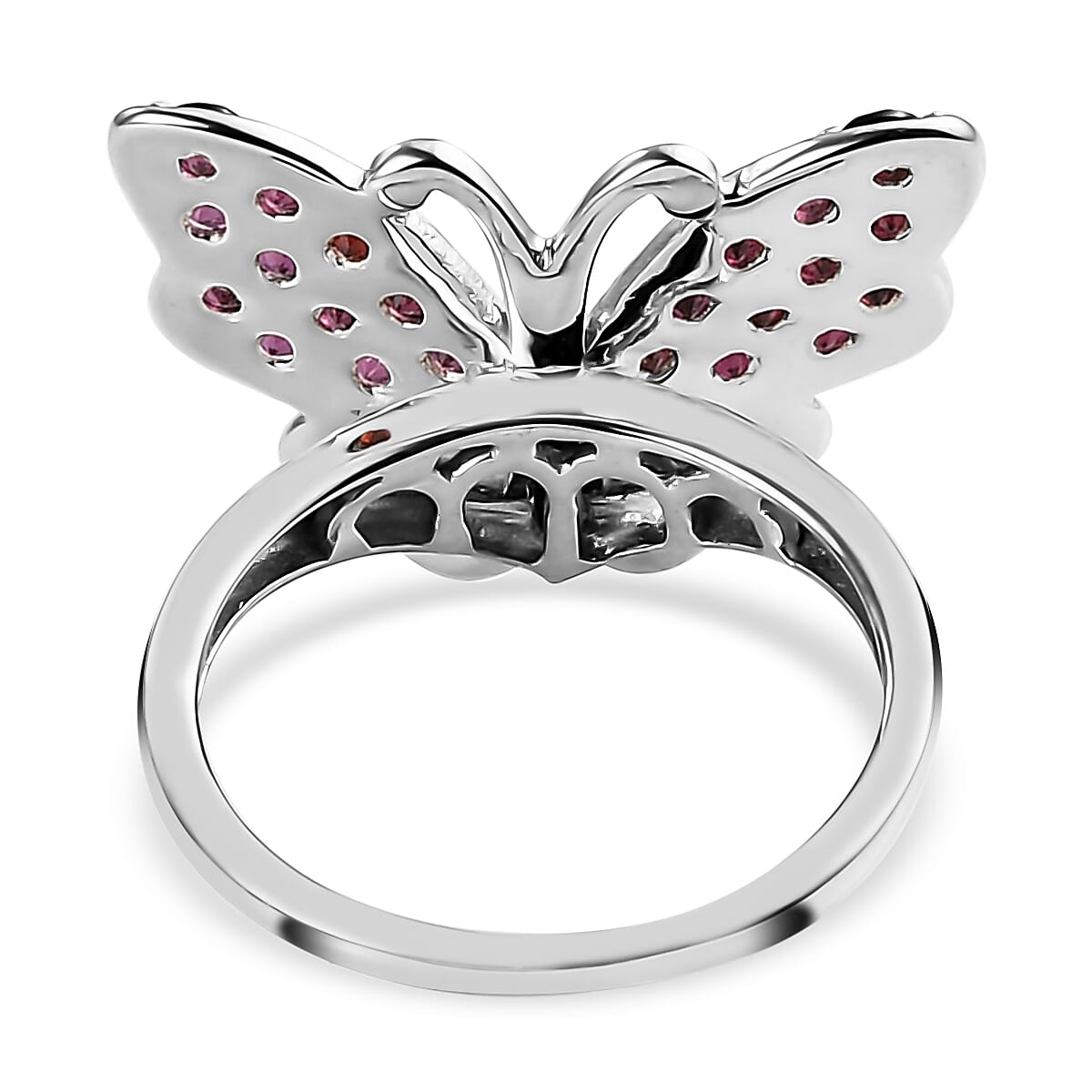 Anthill Garnet and Diamond Butterfly Ring in Vermeil Yellow Gold and Platinum Over Sterling Silver (Size 7.0) 1.75 ctw image number 4