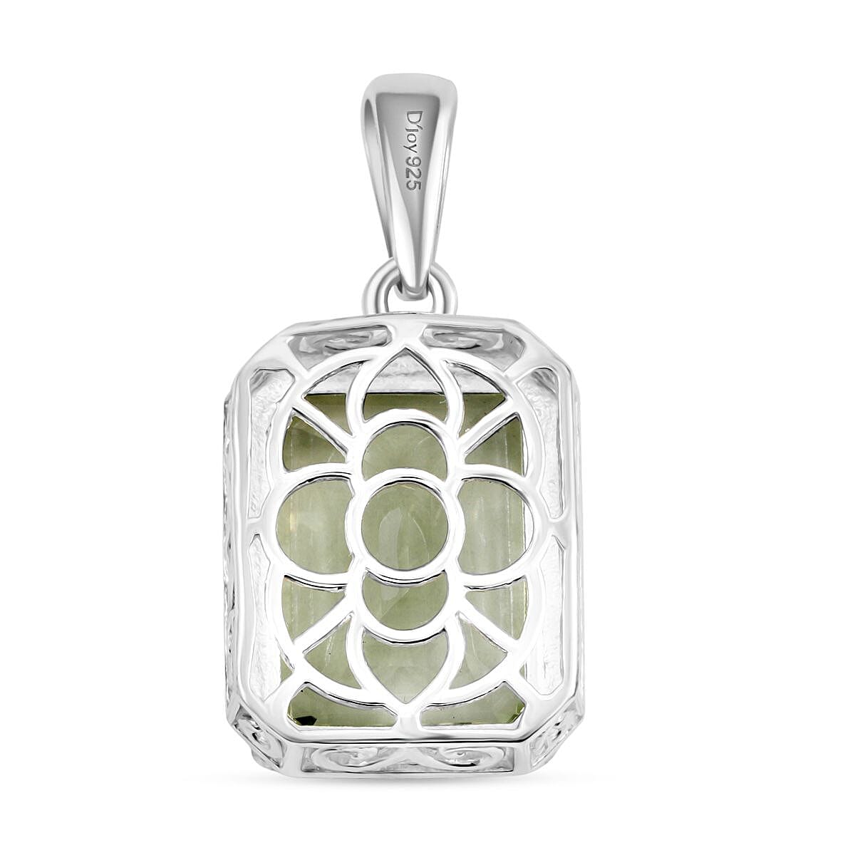 Montezuma Prasiolite Solitaire Pendant in Sterling Silver 10.65 ctw