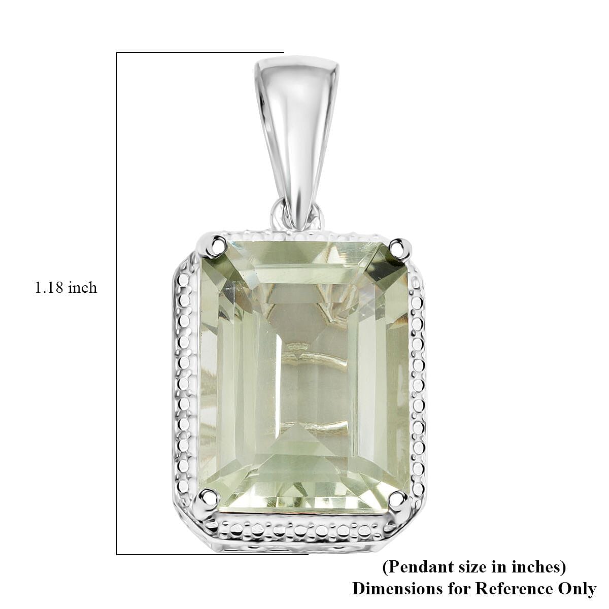 Montezuma Prasiolite Solitaire Pendant in Sterling Silver 10.65 ctw
