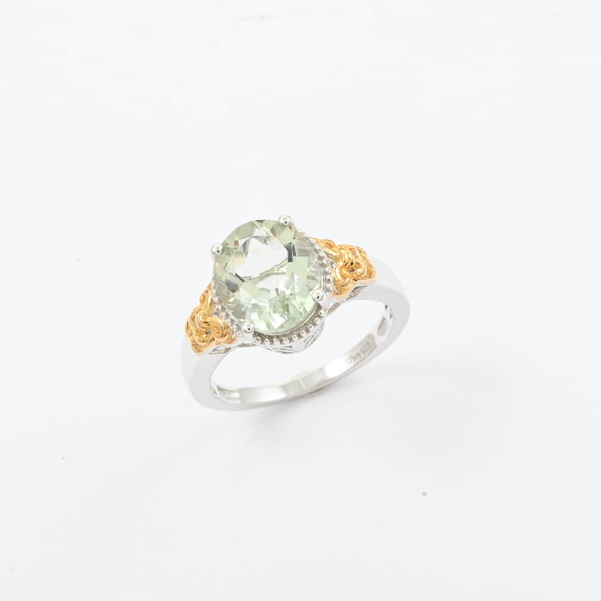 Montezuma Prasiolite Solitaire Ring in Platinum Over Sterling Silver 4.35 ctw image number 0