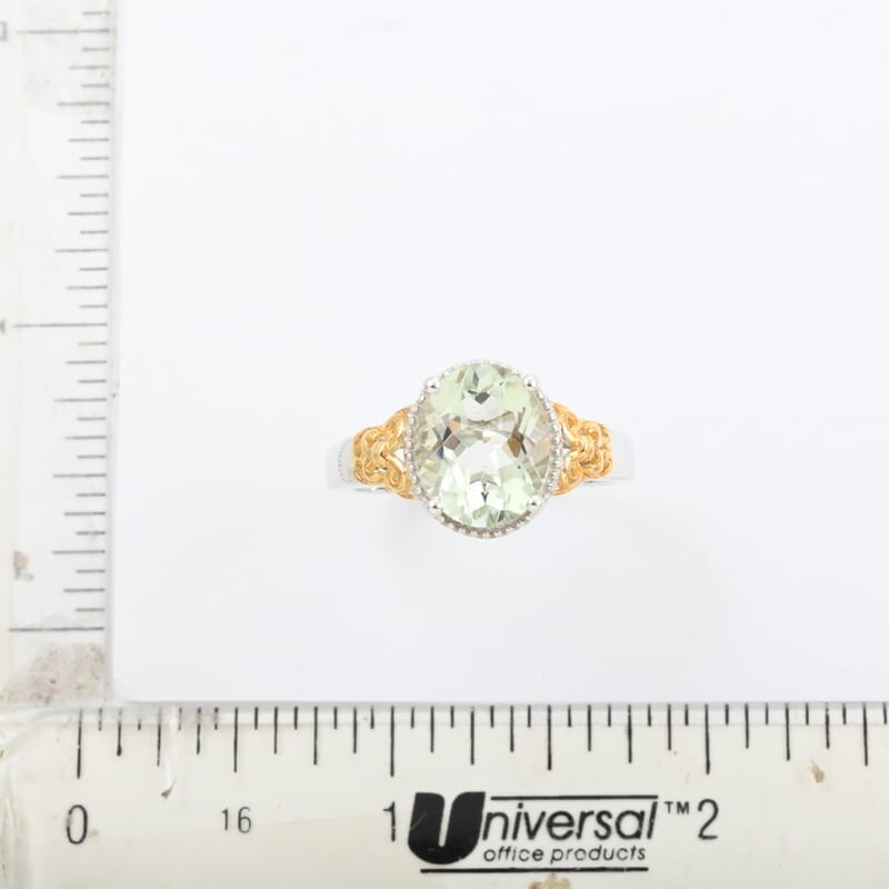 Montezuma Prasiolite Solitaire Ring, Prasiolite Ring, Platinum Over Sterling Silver Ring, Birthday Gifts 4.15 ctw