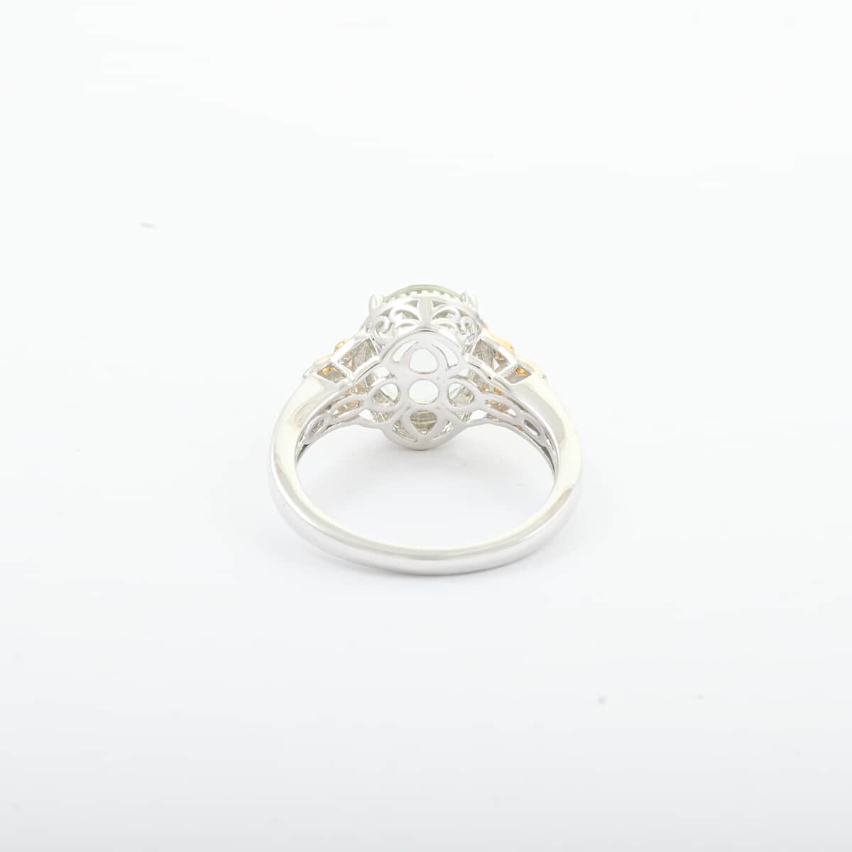 Montezuma Prasiolite Solitaire Ring in Platinum Over Sterling Silver 4.35 ctw image number 5