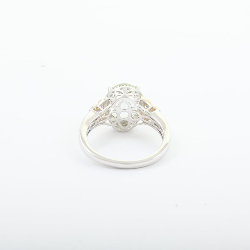 Montezuma Prasiolite Solitaire Ring, Prasiolite Ring, Platinum Over Sterling Silver Ring, Birthday Gifts 4.15 ctw