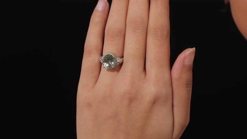 Montezuma Prasiolite Solitaire Ring in Platinum Over Sterling Silver 4.35 ctw