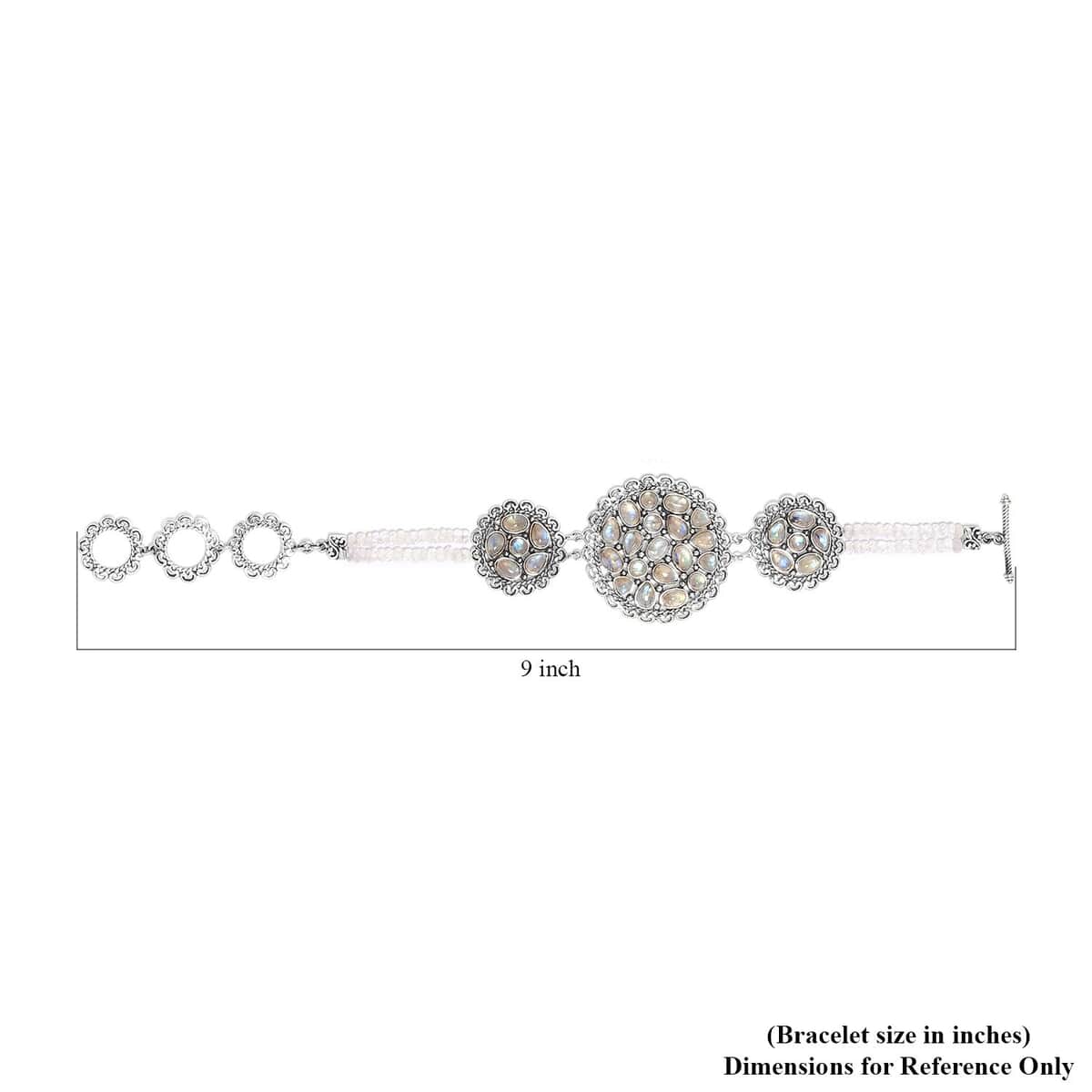 Artisan Crafted Kuisa Rainbow Moonstone Bracelet in Sterling Silver (7.25 In) 31.75 ctw image number 4