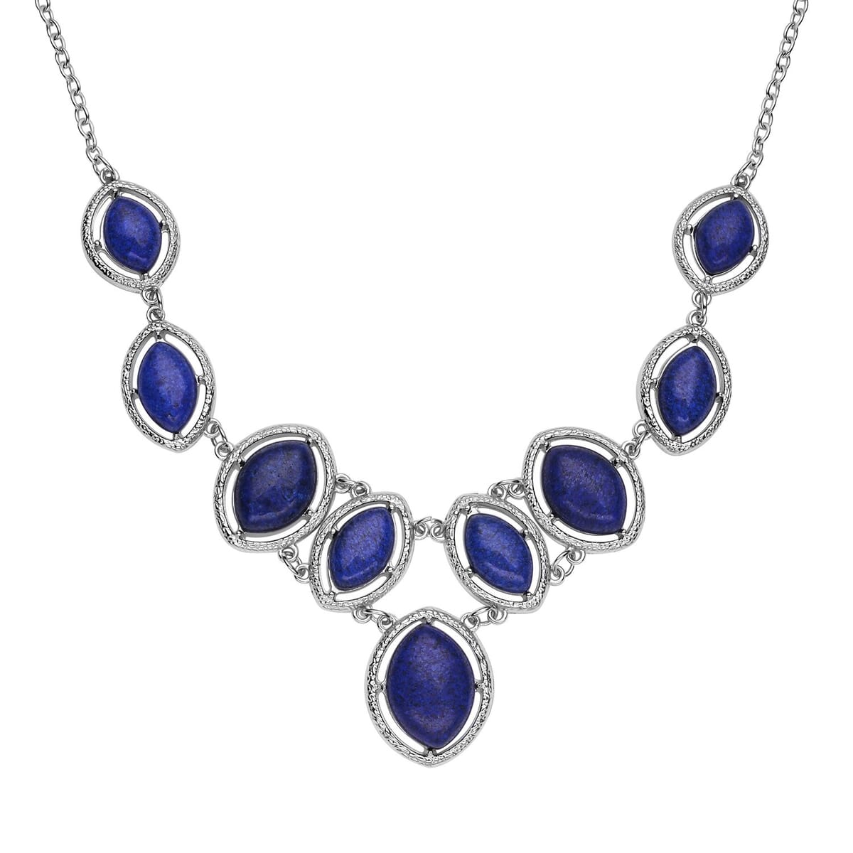 Lapis Lazuli Necklace 18-20 Inches in Silvertone 125.00 ctw image number 0